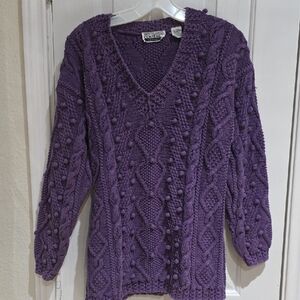 CONTEMPO Casuals Vintage 80's Hand Knit Women's Sweater Cotton Blend Size L